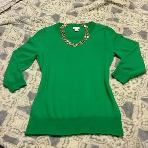 J-Crew Green Sweater 3/4 sleeve